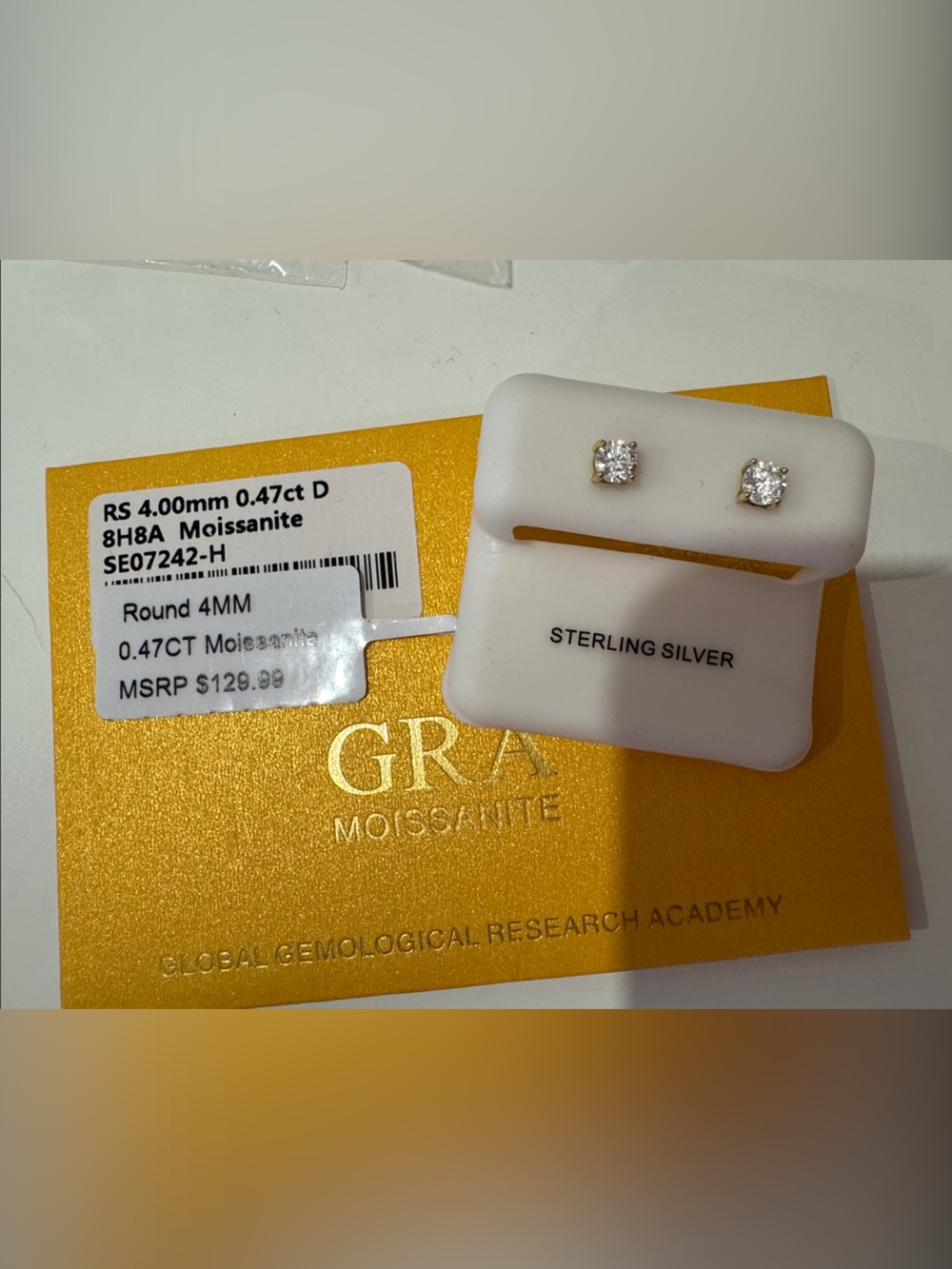 Gold over Silver Stud Earrings -Moissanite Stones 4mm,passes the diamond tester